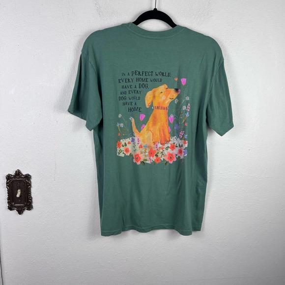 NATURAL LIFE Tops - Natural Life Green Graphic Crewneck Dog T-shirt Medium